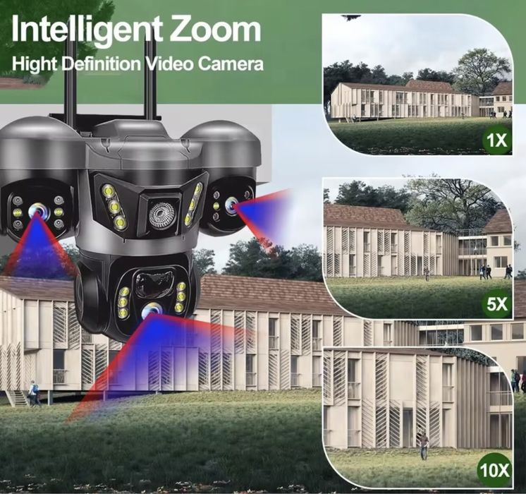 КАМЕРА WIFI якісна ПОТУЖНА АВТОНОМНА відеокамера 15МР 10Х ZOOM V380Pro