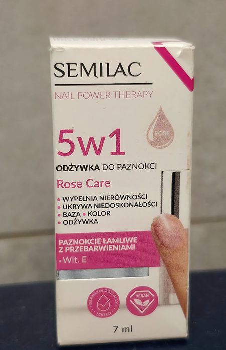 SEMILAC odżywka do paznokci 5w1 Rose Care 7ml Nowa