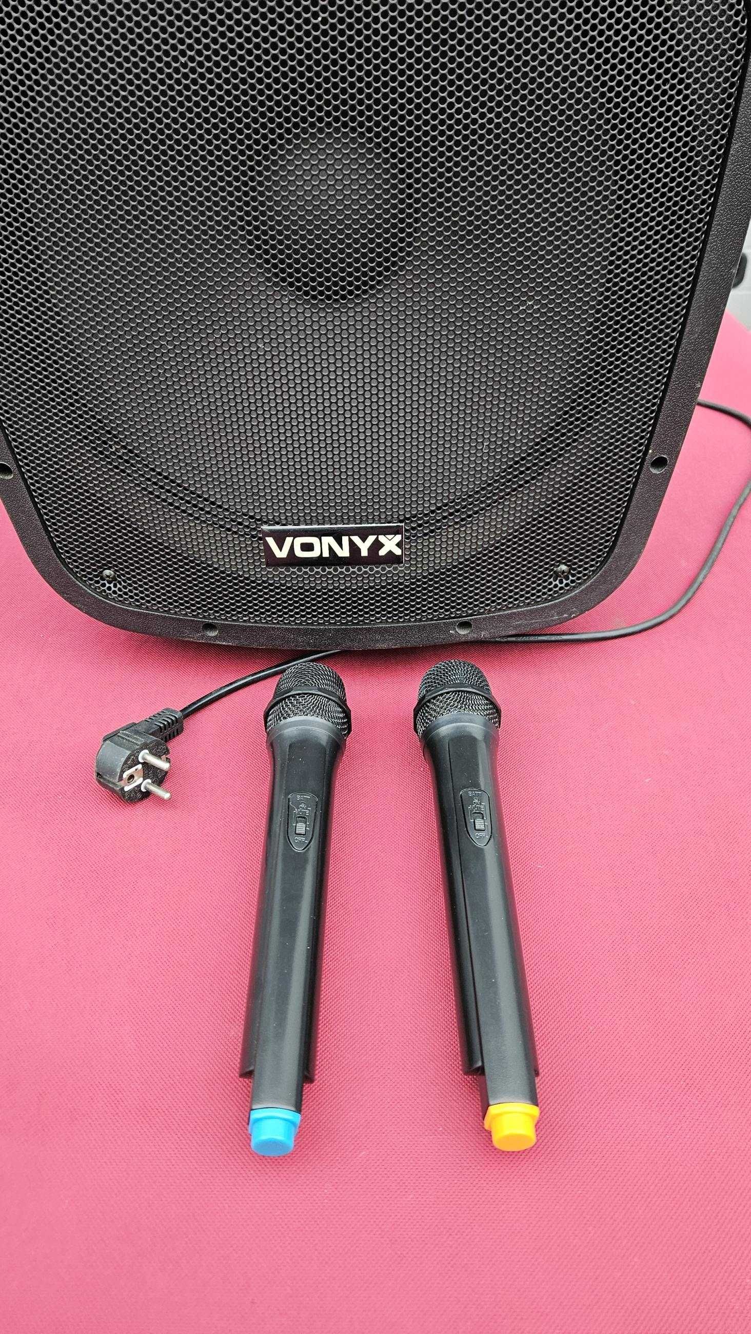 Zestaw Karaoke Kolumna mobilna przenośna 15'' 800W + dwa mikrofony