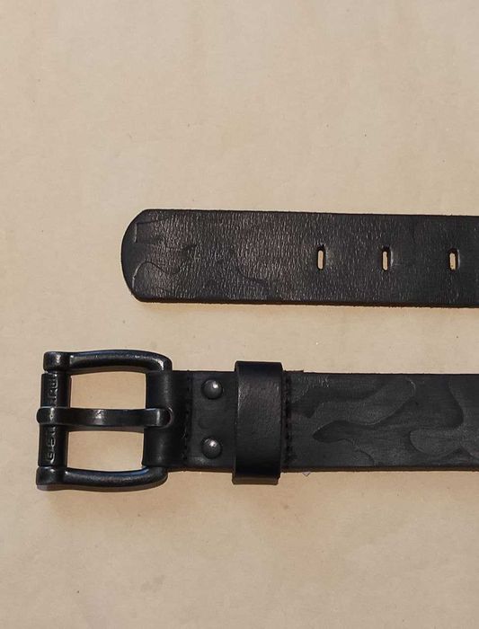 Брутальный мужской кожаный чёрный ремень "G-Star Raw". Оригинал. Новый