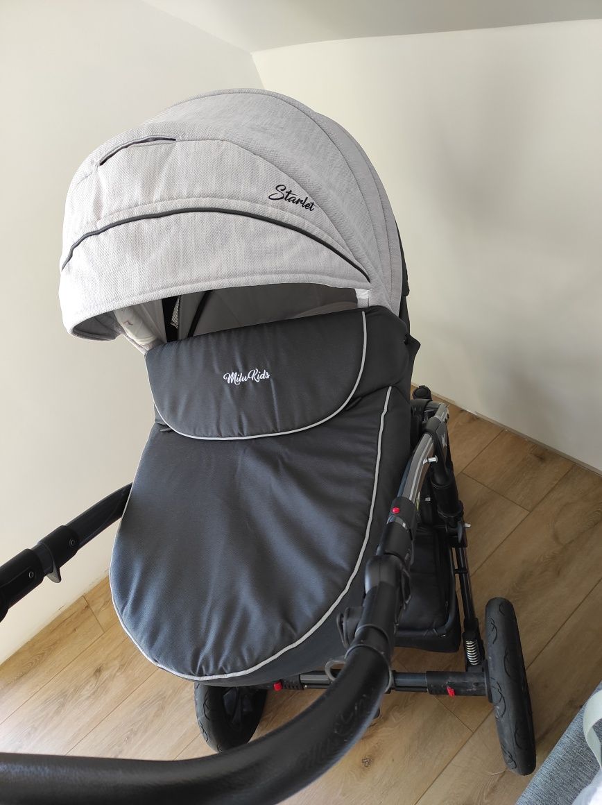 Wózek Gondola Milu Kids Starlet szary + Cybex Aton 5 2w1