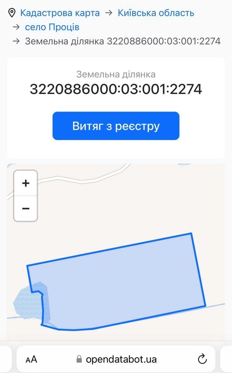 Продаж земельної ділянки 2 га під забудову, котеджі, Проців, Київ.