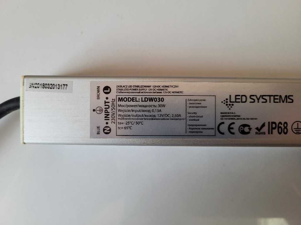 LED 2835 5mb 300led IP65 6500K, zasilacz 12V 30W