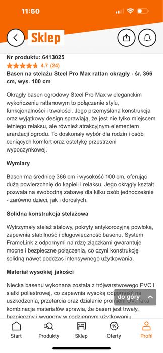 Basen ogrodowy duzy nowy