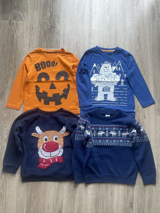 Spodnie swetry bluzy paczka 110-116 halloween Boze narodzenie