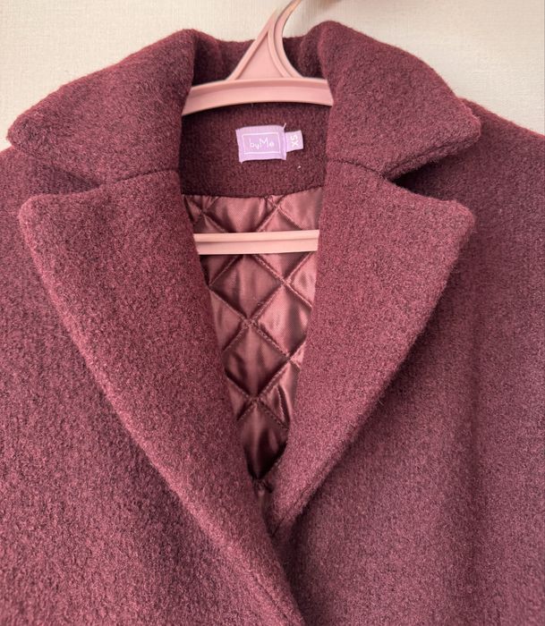 Пальто вовняне на утеплювачі колір марсала бренд byme