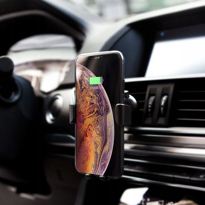 Uchwyt Samochodowy Grawitacyjny W Kratkę Z Ładowarka Indukcyjna 10W