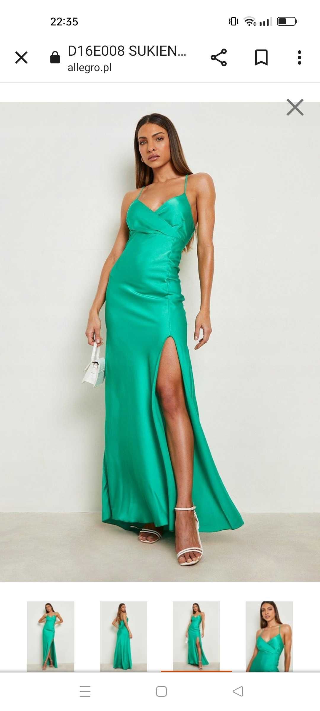 Nowa sukienka 42 długa zielona, szmaragdowa studniówka wesele druhna