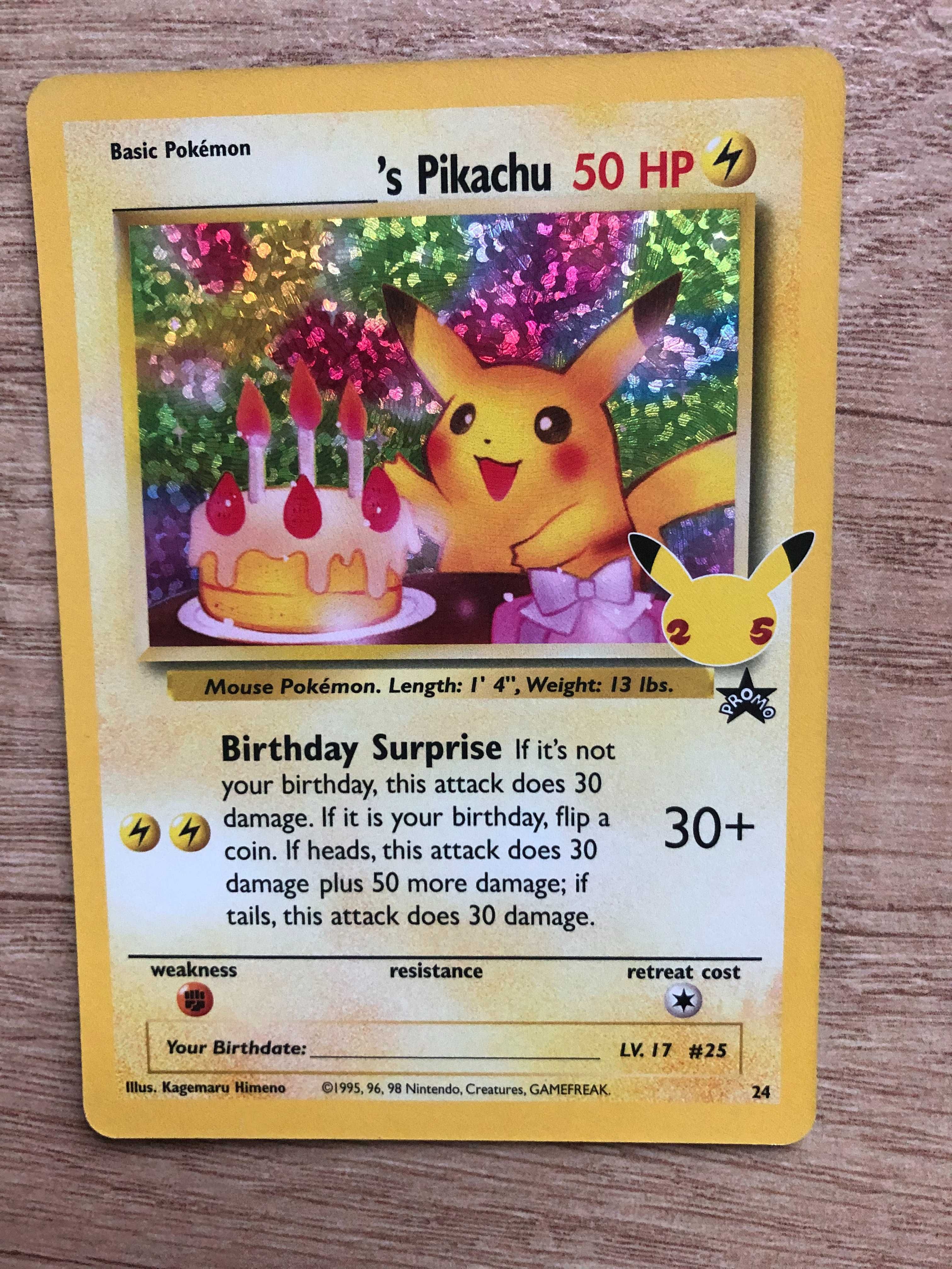 Karta Pokemon Pikachu Birthday's Celebrations