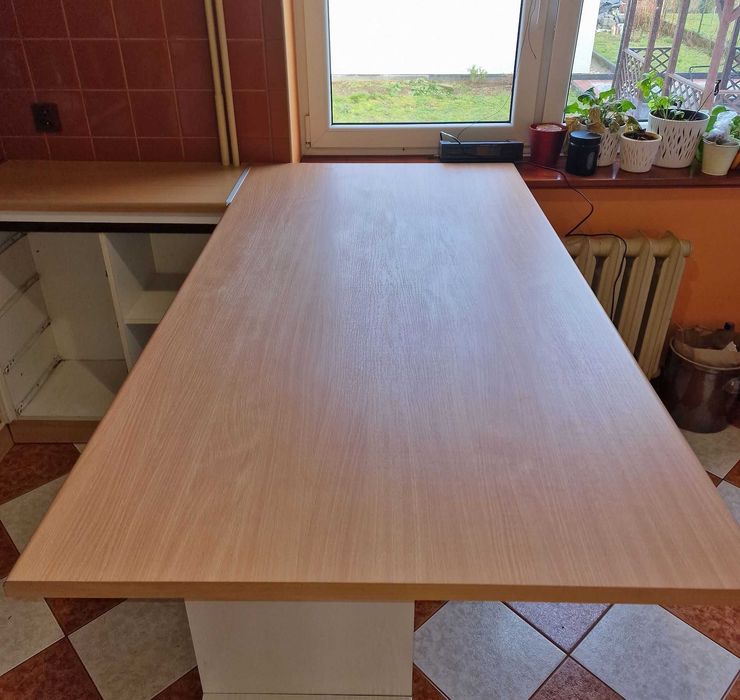 Blat dwustronnie zaokrąglony 90 na wyspę ladę laminowany jasny buk