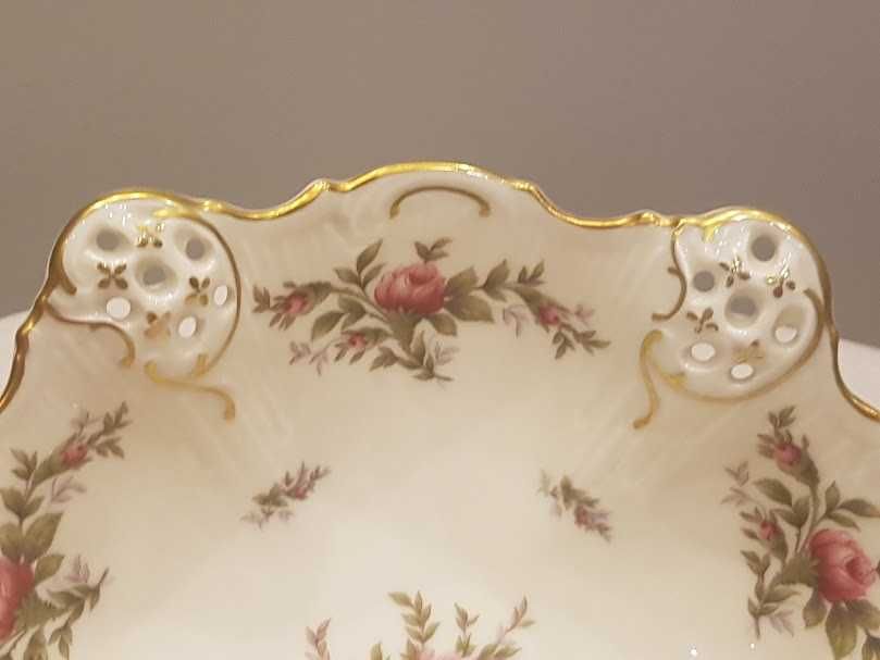 Patera na nogach oraz misa "Moliere Moosrose", porcelana Rosenthal