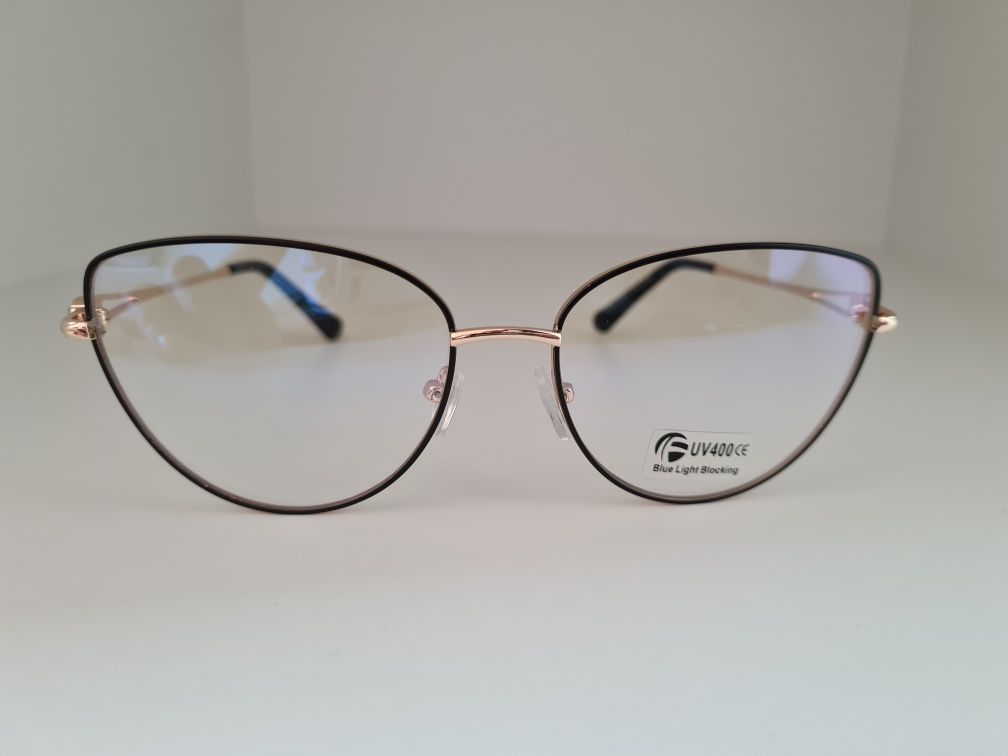Nowe Okulary Oprawki Aluminiowe Kocie Oczy Złote z Diamentem UV400