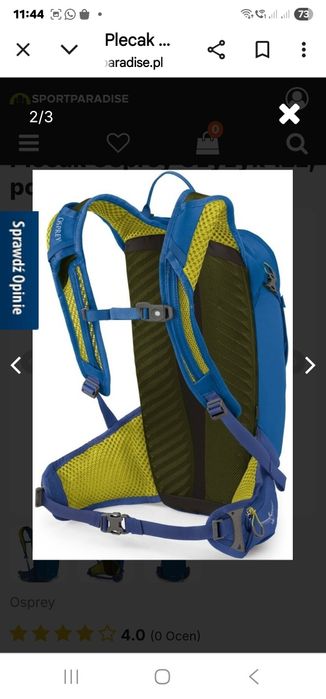 Plecak rowerowy osprey nowy 12 litrów regular niebieski