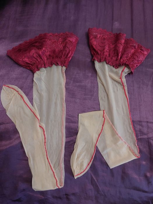 Pończochy damskie dekor czer