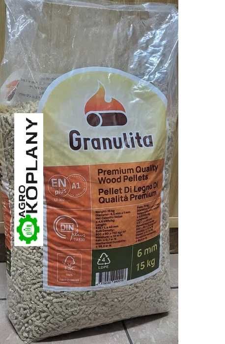 Pellet drzewny Granulita, certyfikowany  EN Plus A1, Din plus , FSC