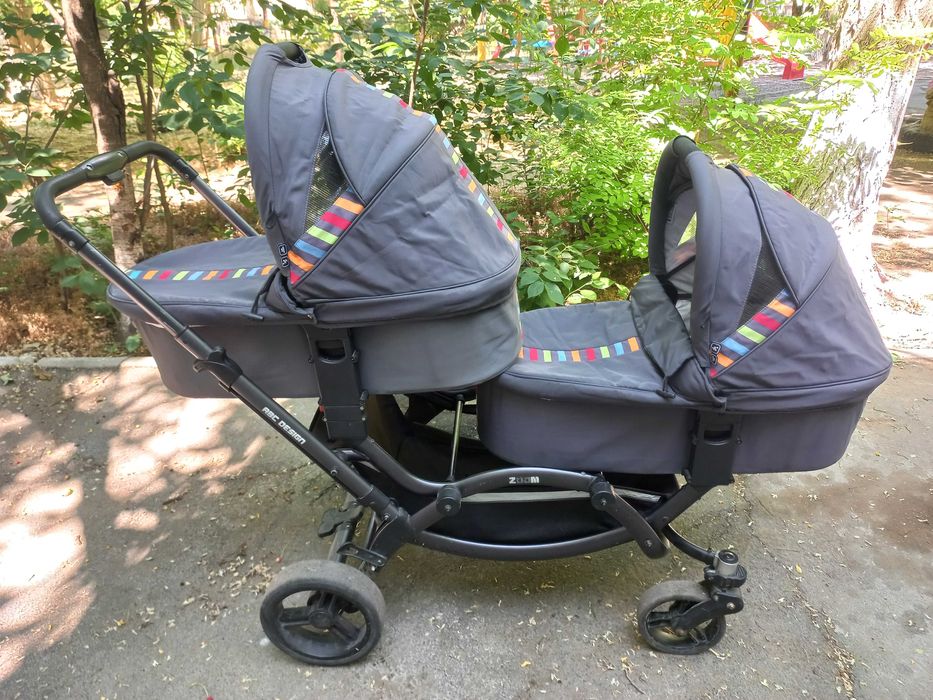 Универсальная коляска 2 в 1 для двойни ABC Design Zoom с аксессуарами