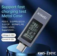 Usb тестер KWS2301c металевиц універсальний. Type-c двонаправлений