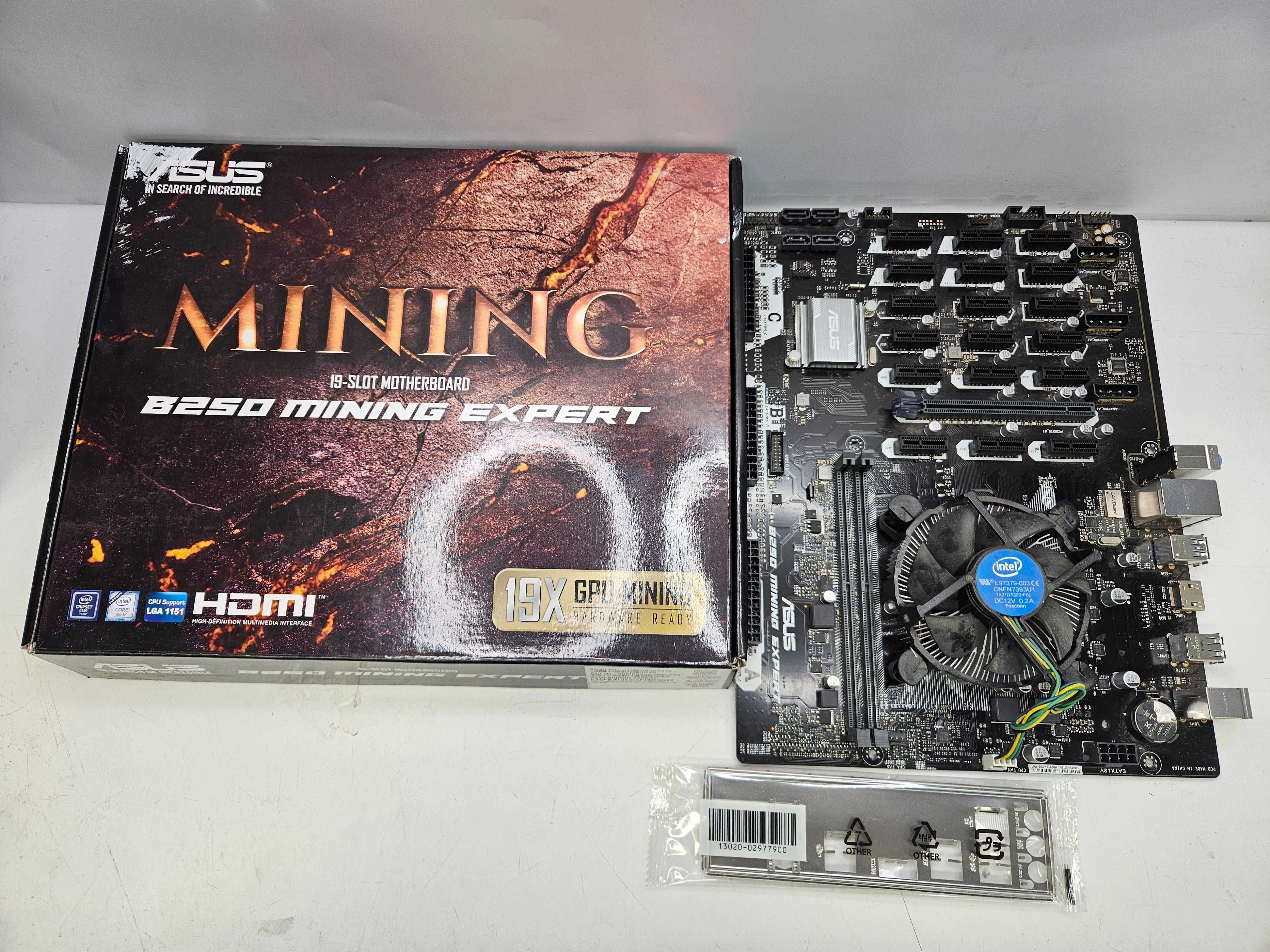 Płyta Główna Asus B250 MINING EXPERT ATX + G3930 + chłodzenie