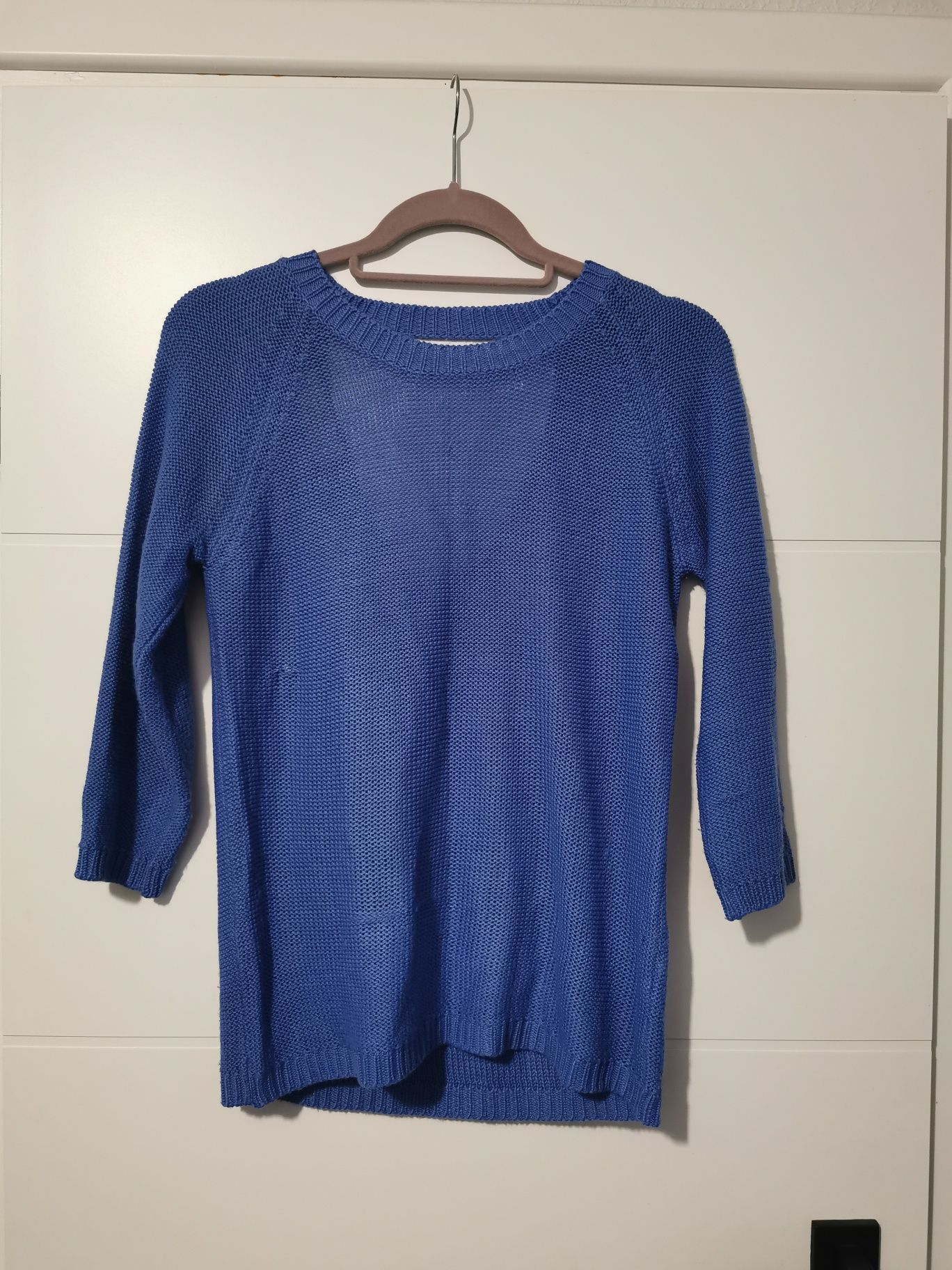 Niebieski sweter Zara sweterek z wycięciem na plecach
