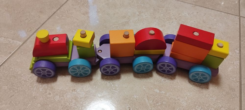 Дерев'яна дитяча еко-іграшка Cubika Поїзд Веселковий експрес