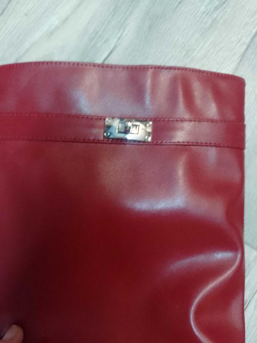 (38/39) Czerwone Kozaki kowbojki na koturnie, NOWE