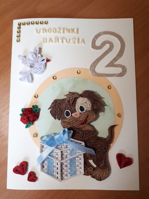 Kartki urodzinowe dla dzieci, ręcznie robione, quilling