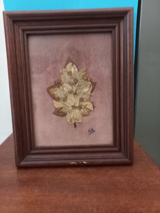 Conjunto de 2 quadros com molduras em madeira