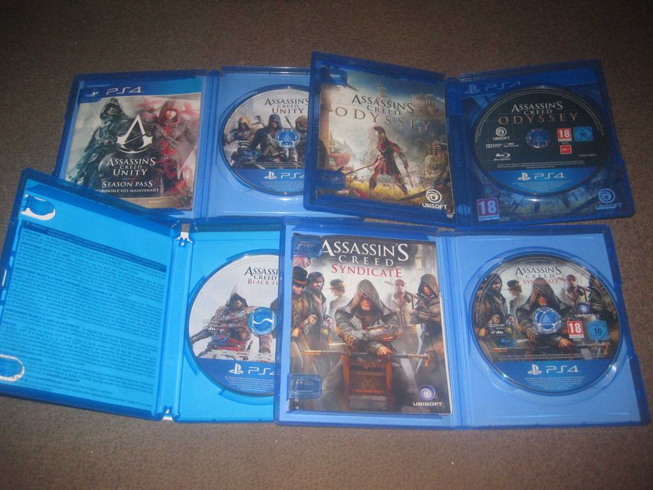 4 Jogos da Saga "Assassin`s Creed" Playstation 4 em Estado Impecável!