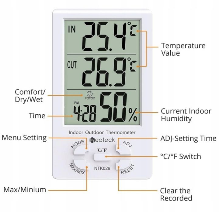 Termometr Neoteck NTK026V biały