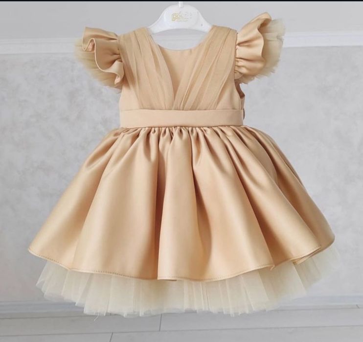 Vestido festivo/cerimónia dourado - menina 9-12 meses, perfeiro estado