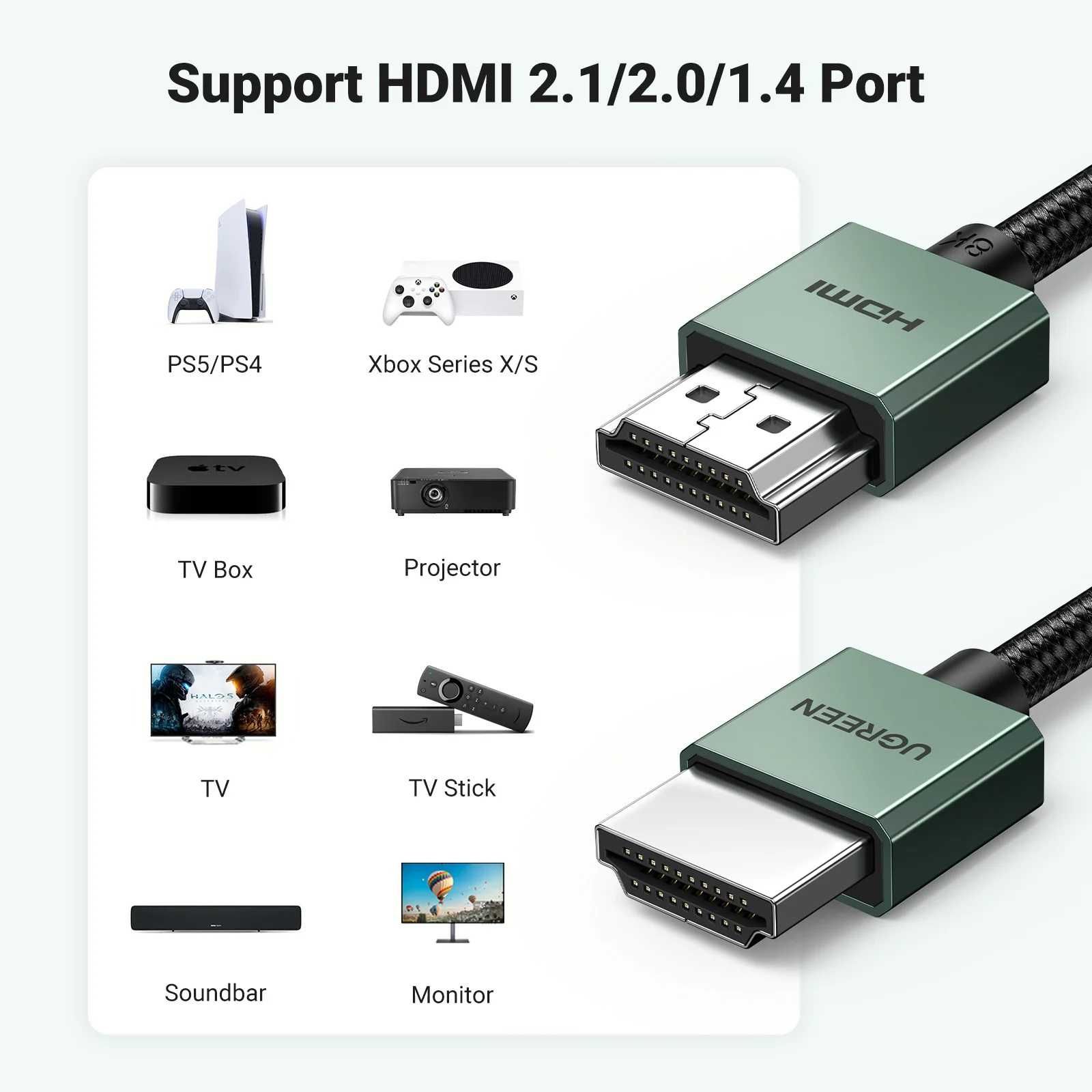 2м UGREEN HDMI 2.1 4K/240Hz! 8K/60Hz 48Gbps! Dolby Vision PS5