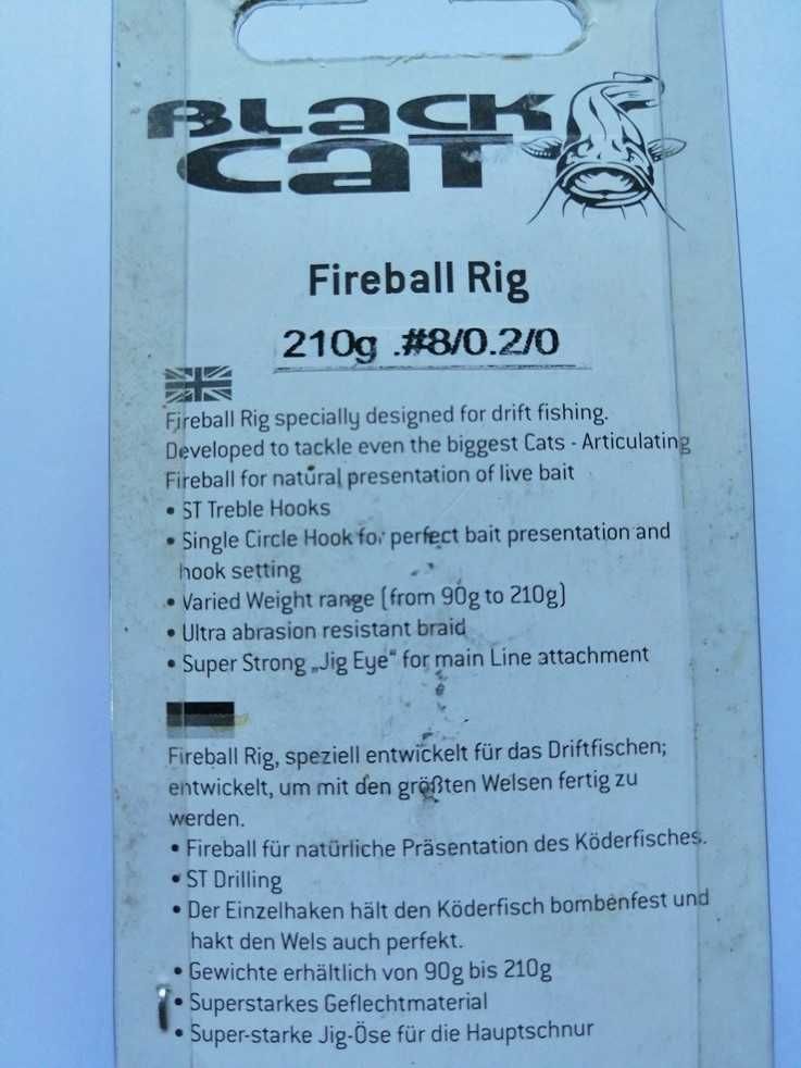 Wędkarstwo. Black Cat Zestaw przyponowy BLACK CAT Fireball 210g. Nowy.