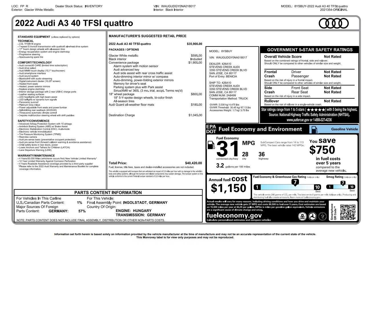 Audi A3 8Y 2021 40 TFSI quattro