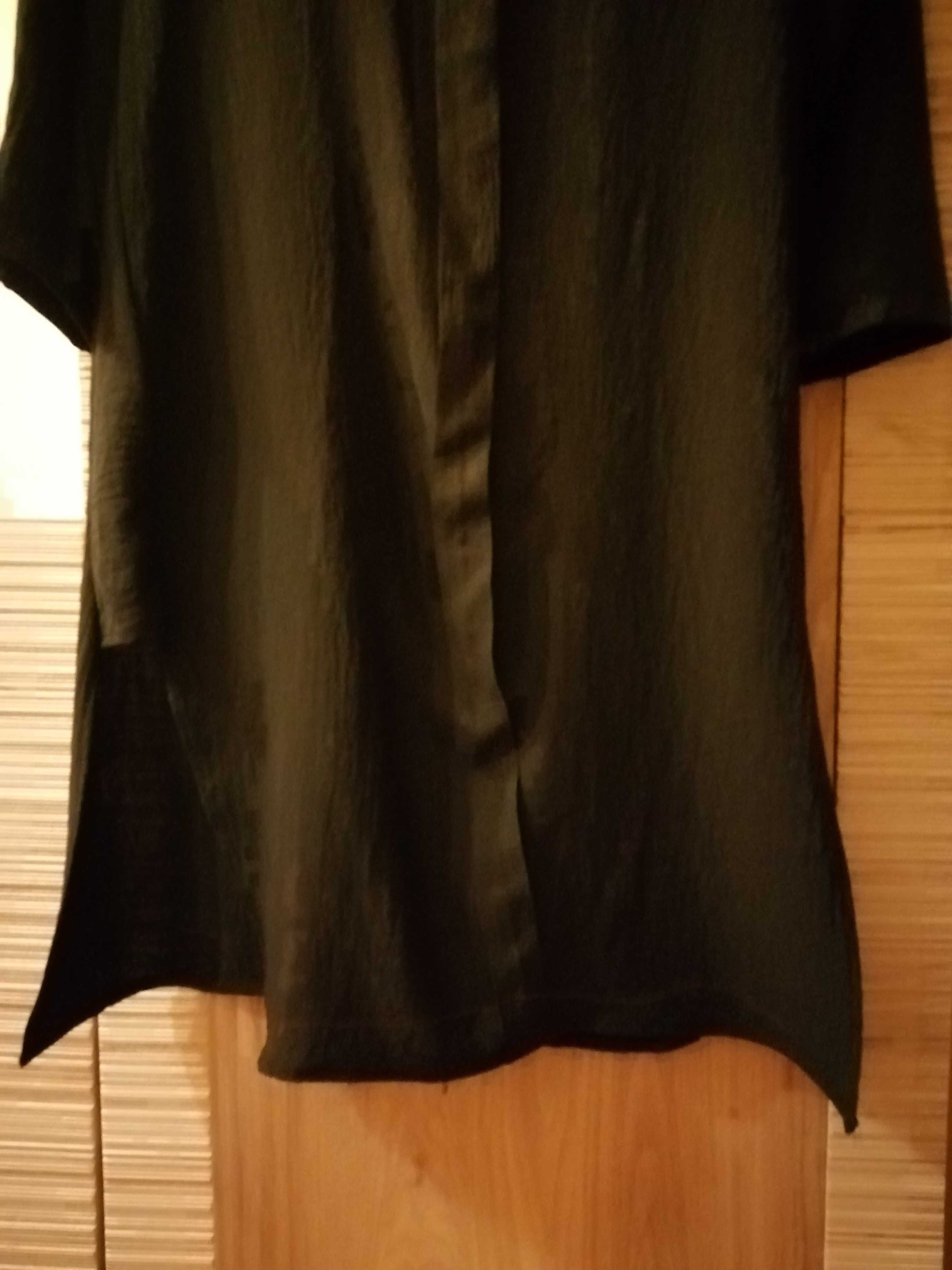 Damska czarna sukienka tunika długi rekaw