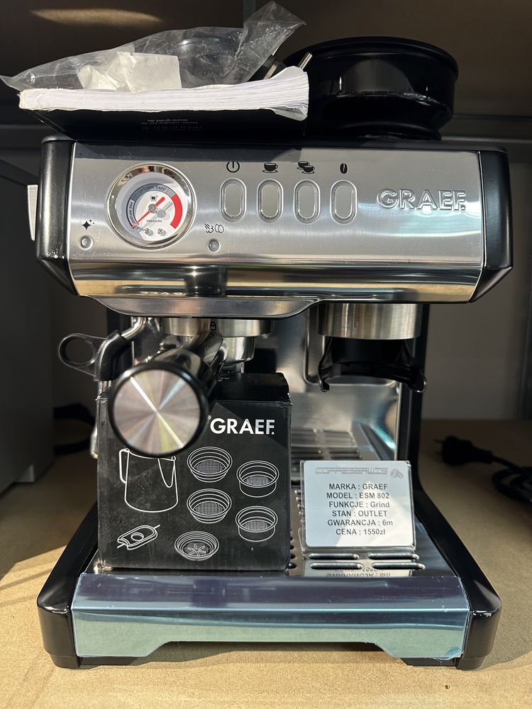 Kolbowy ekspres do kawy z młynkiem GRAEF ESM802 MILEGRA gwarancja