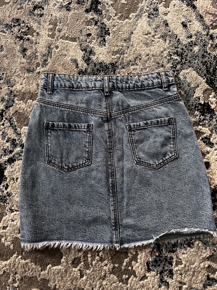 152 Denim co spodniczka jeansowa strzepiona retro vintage niebieska