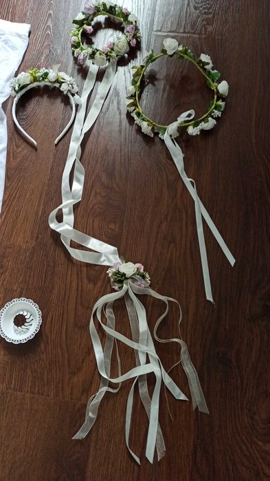 Sukienka komunijna, bolerko, biały swetr, wianki, torebka - Wilamowice