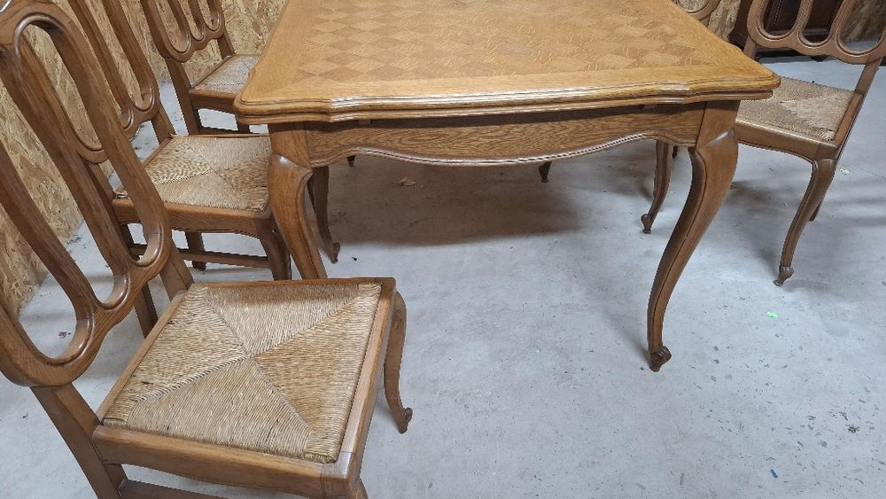 Stół ludwikowski rozkładany + 6 krzeseł