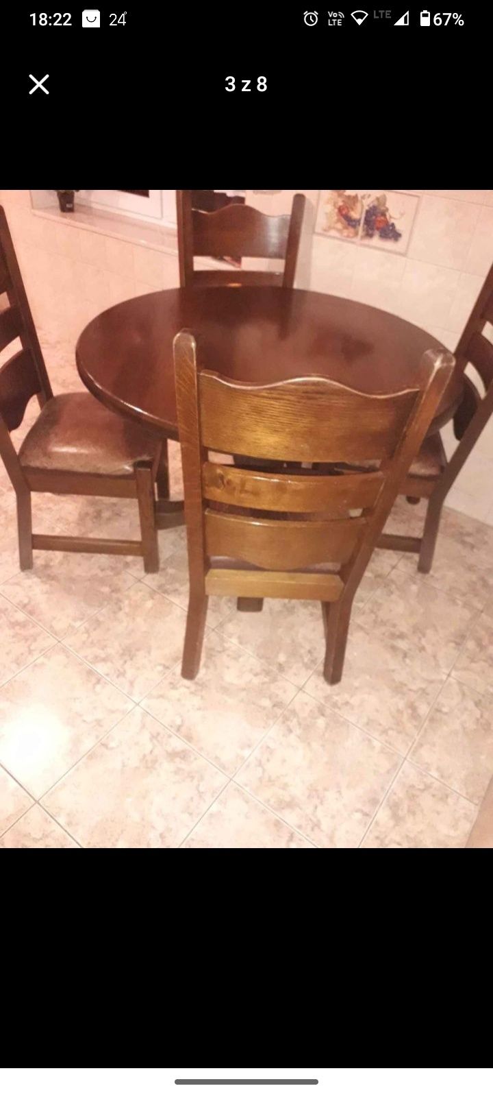 Stół dębowy z krzesłami