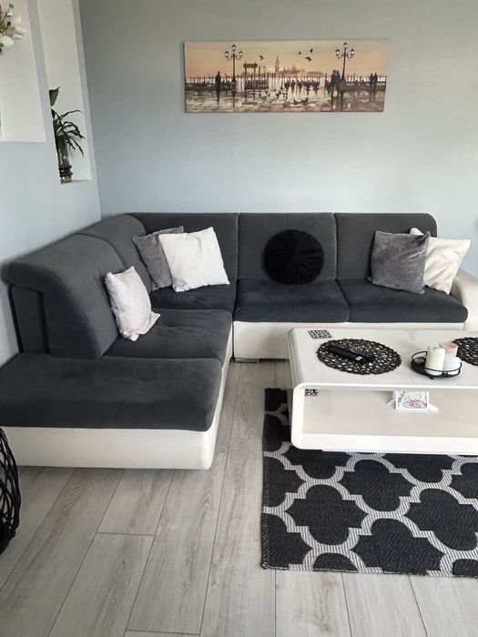 Narożnik rozkładany szary - biały