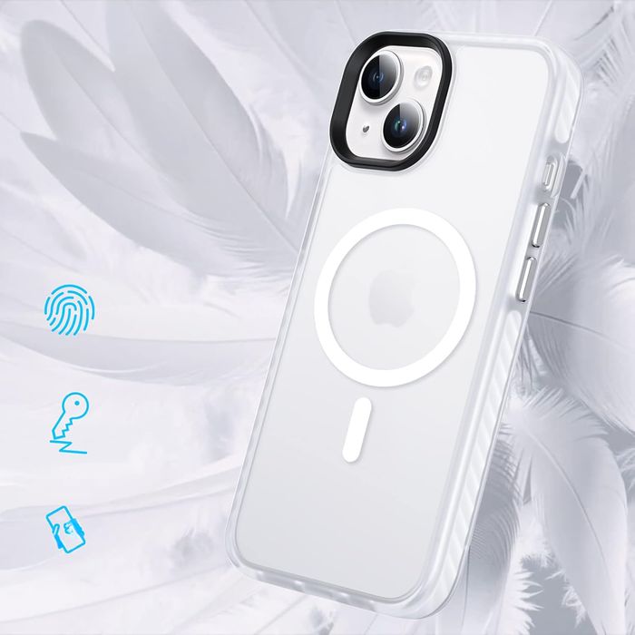 Etui Iphone 13 Iphone 14 Półprzeźroczyste Białe Case Obudowa Magsafe