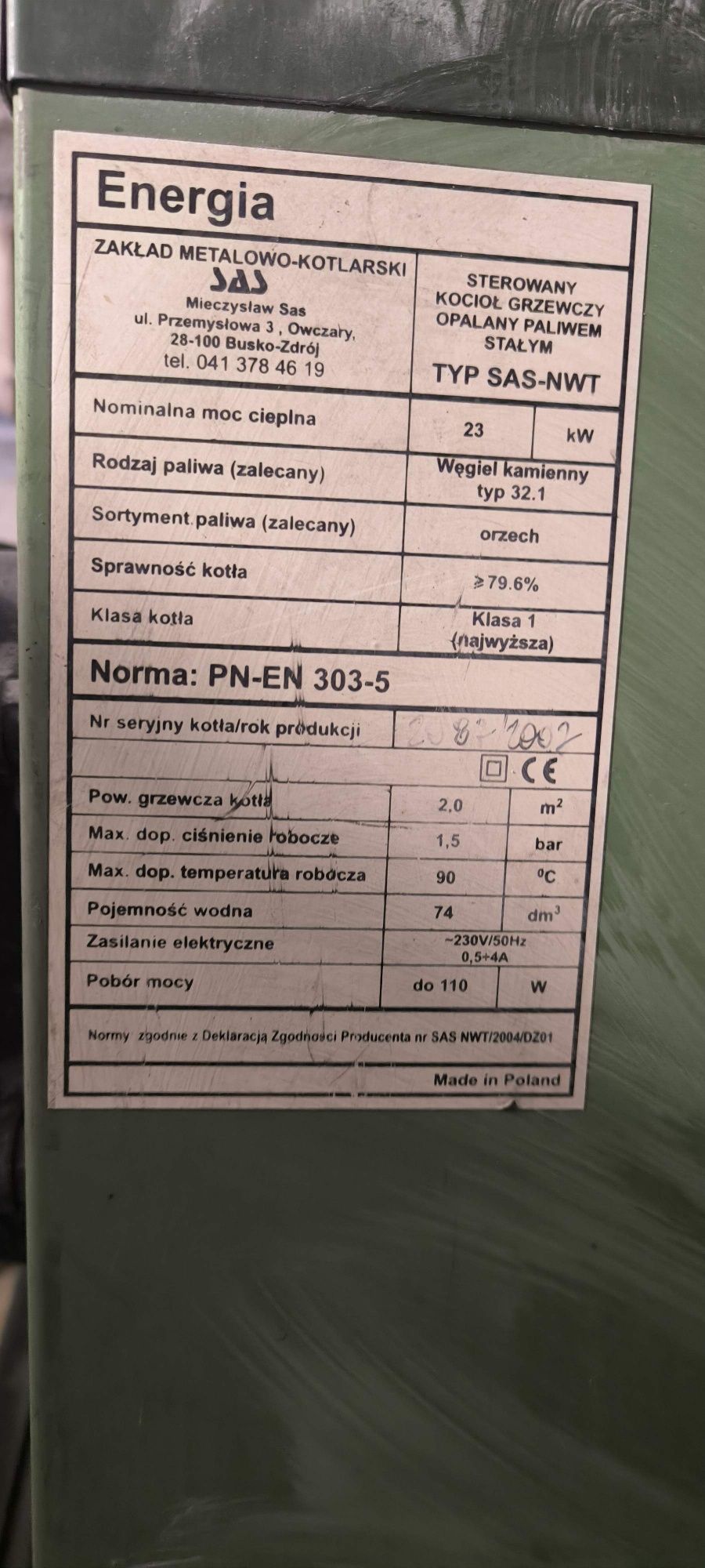 Części pieca SAS NWT 23kW