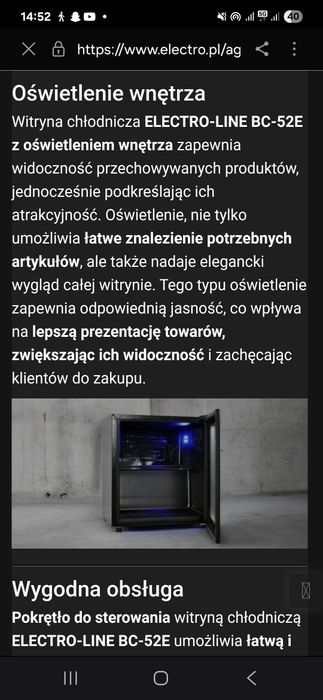 Lodówka witryna chlodnicza electro-line