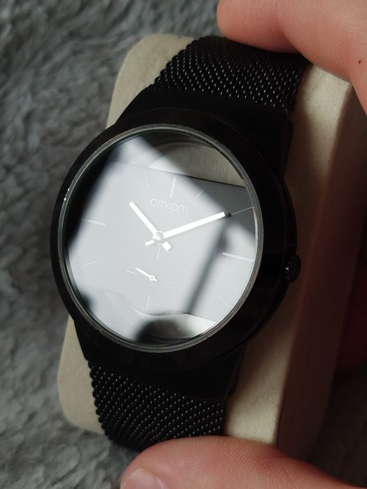 Zegarek AM:PM PD101-G003 Skeleton black unisex quartz vintage y2k wat