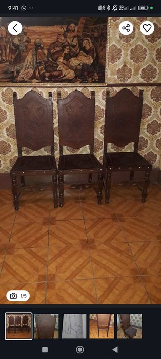 Mesa madeira maciça oval com 6 cadeiras