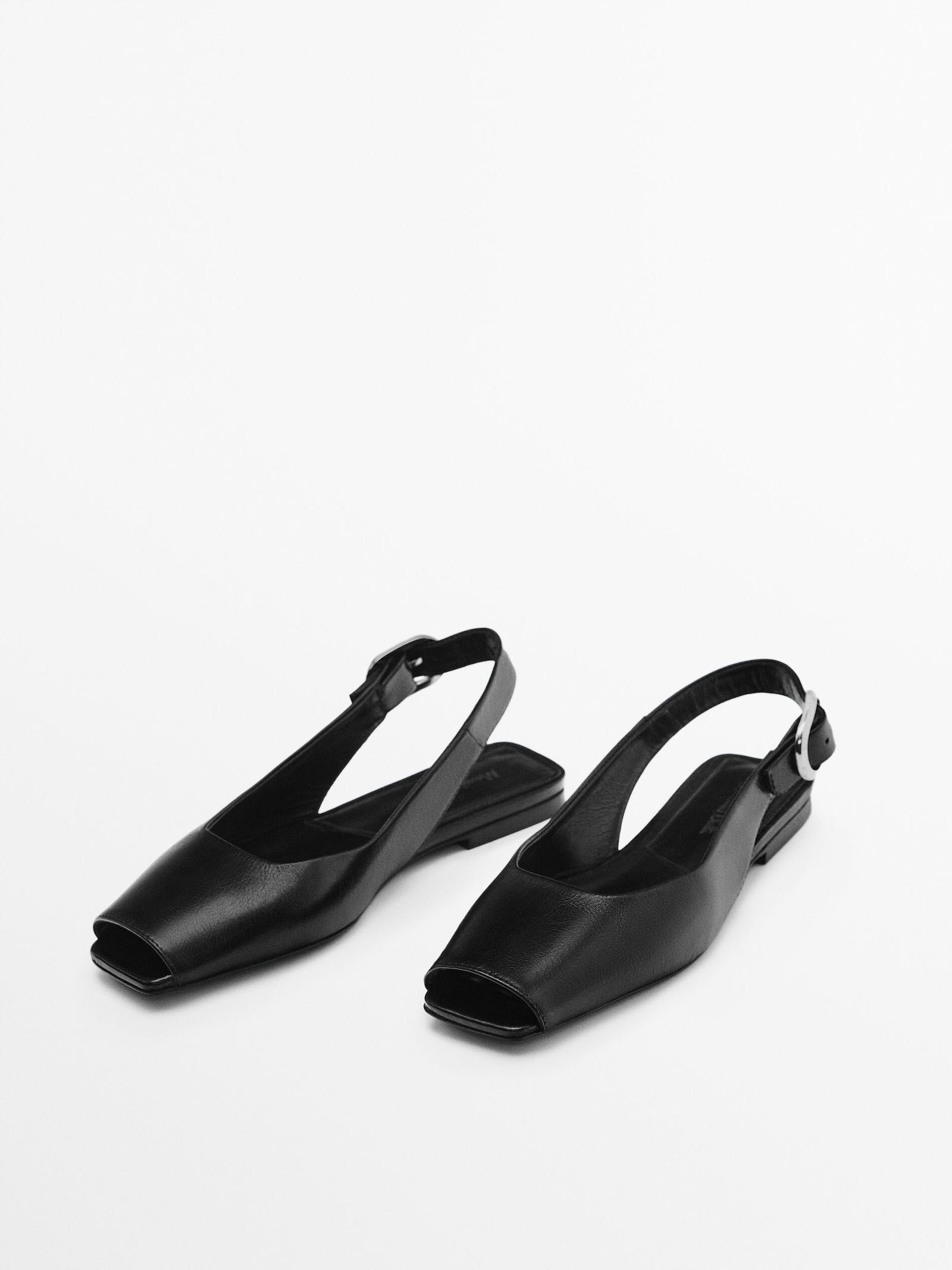 Чорні шкіряні босоніжки сандалі Massimo Dutti