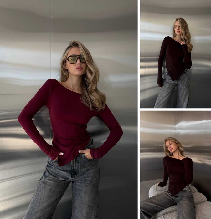 Жіночий красивий лонгслів асиметричний мікродайвінг