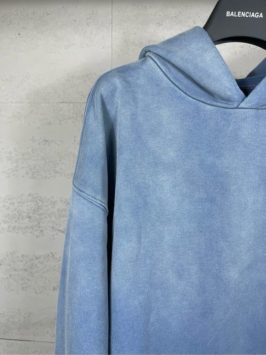 Худи BALENCIAGA голубое синее мужское унисекс оверсайз винтажное