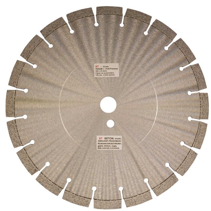 100m/s Tarcza diamentowa 300mm do betonu granitu  diament 12mm