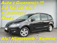 Seat Alhambra 2.0 Tdi 140Km*198Tkm*7 Osobowy*Navi*Kamera*Klimatronik*Alu*Gwarancja